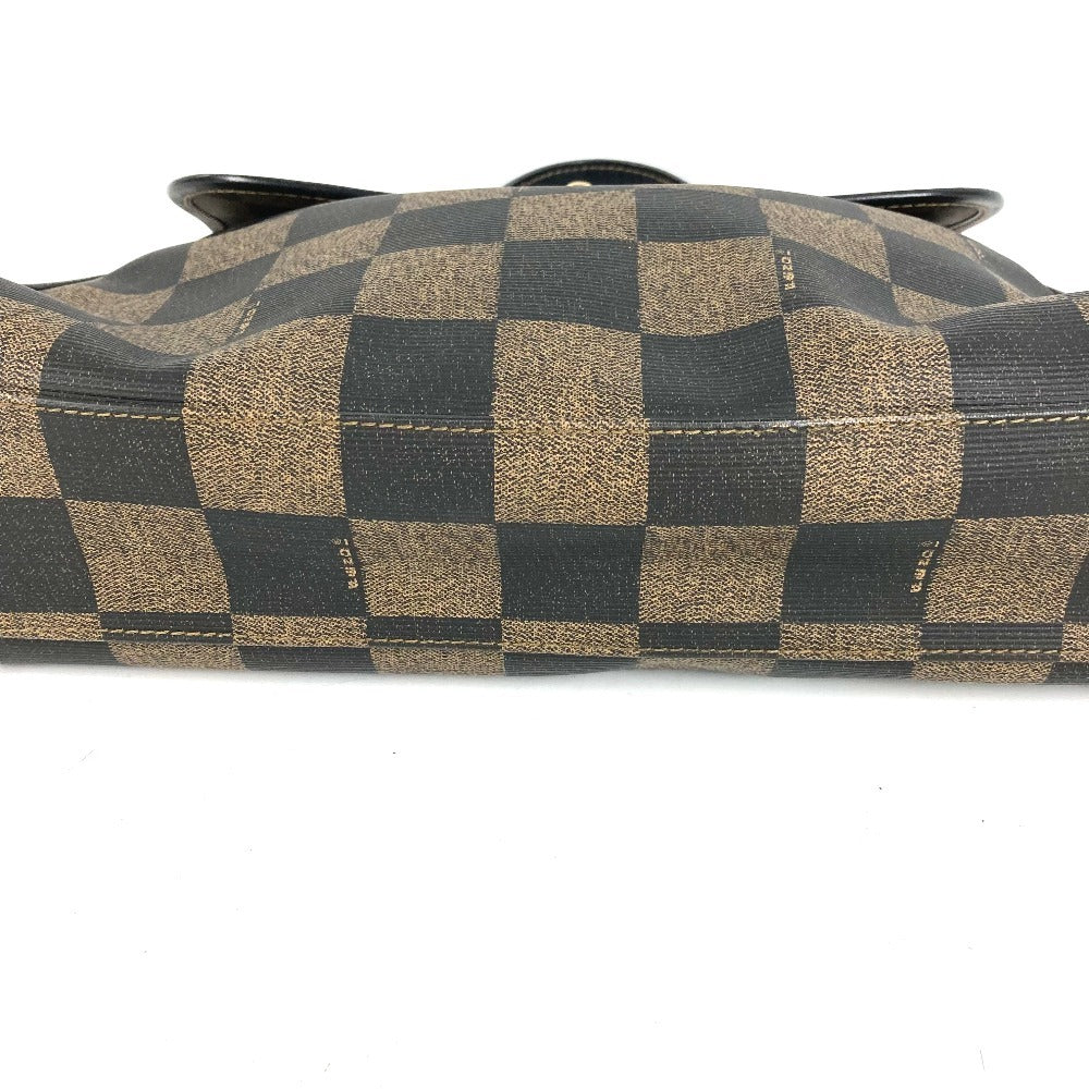 FENDI ヴィンテージ ペカン ロゴ カバン トートバッグ ハンドバッグ レザー/PVC ユニセックス ブラウン