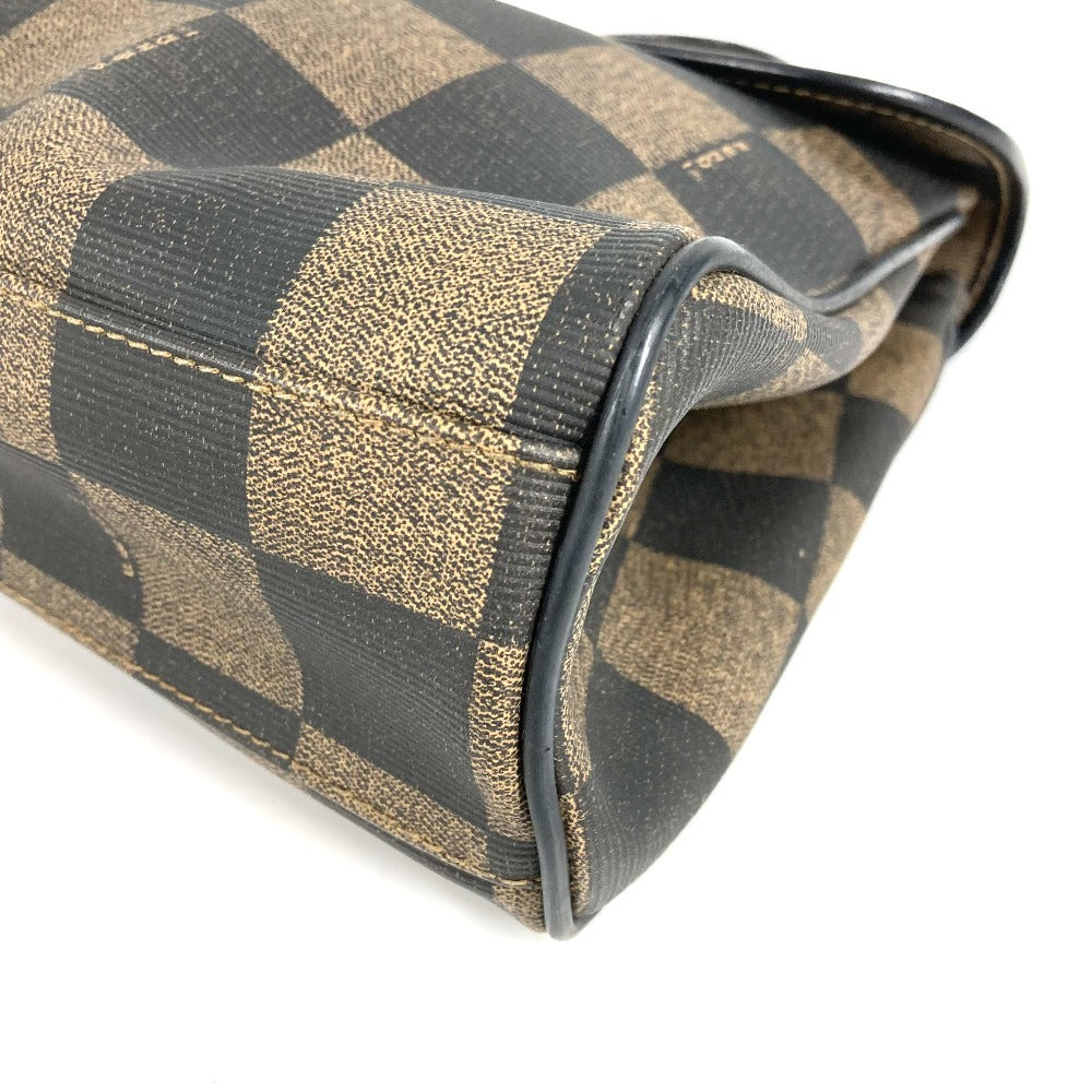 FENDI ヴィンテージ ペカン ロゴ カバン トートバッグ ハンドバッグ レザー/PVC ユニセックス ブラウン