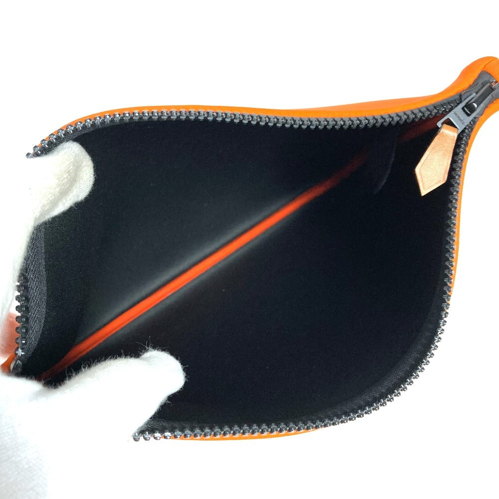 HERMES レオパード 豹 ヒョウ ネオバンＭM ネオバン ＭM クラッチバッグ カバン メイクポーチ マルチポーチ ポーチ ポリアミド ユニセックス オレンジ