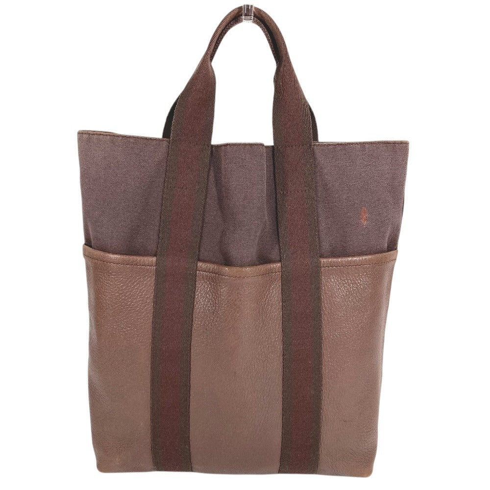 HERMES ハーフレザー フールトゥ カバス カバン トートバッグ ハンドバッグ レザー/キャンバス ユニセックス ブラウン
