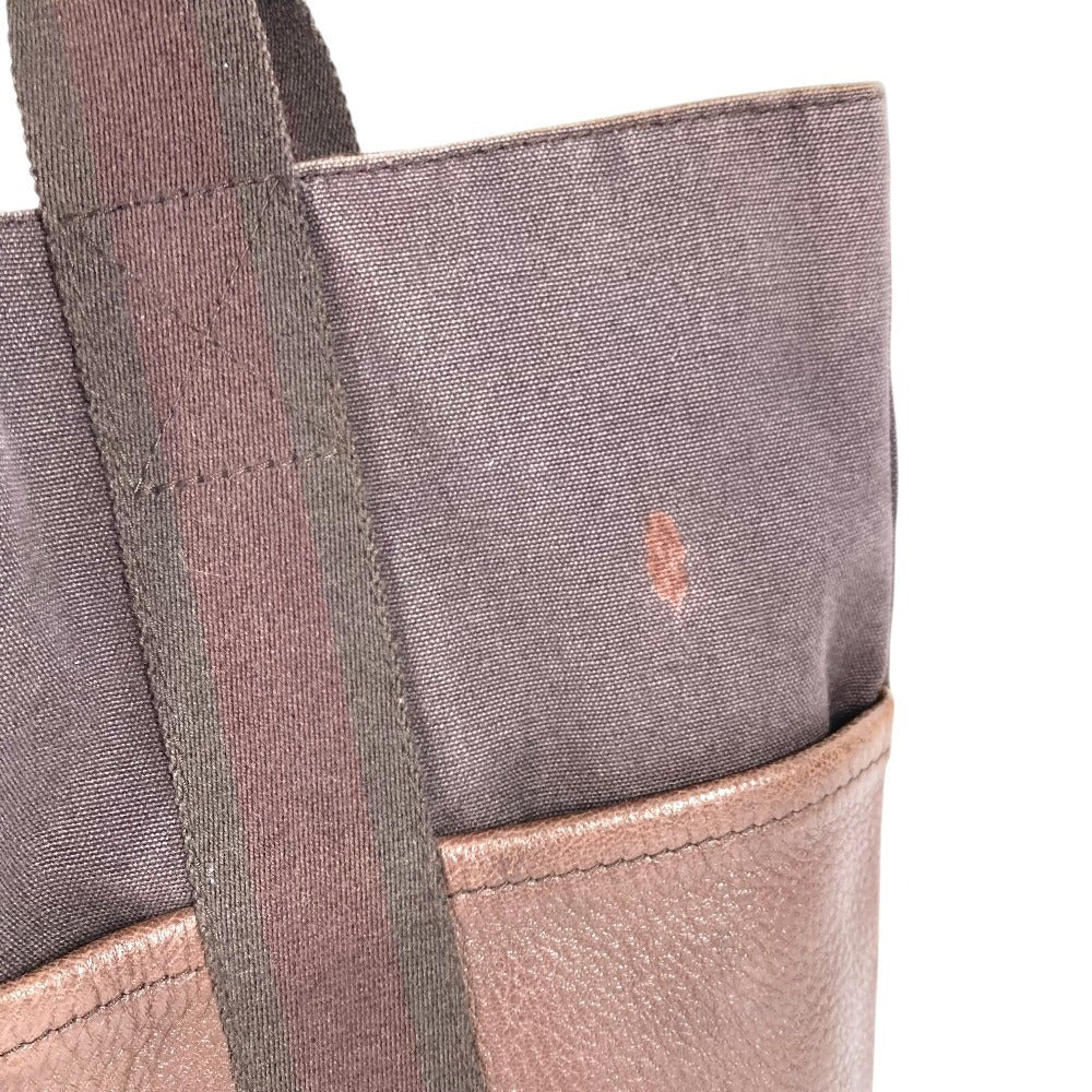 HERMES ハーフレザー フールトゥ カバス カバン トートバッグ ハンドバッグ レザー/キャンバス ユニセックス ブラウン