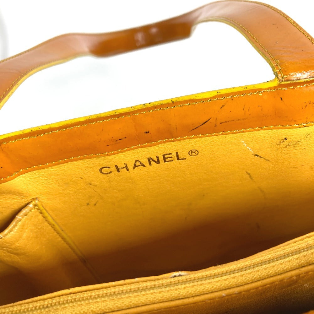 CHANEL ヴィンテージ ロゴ カバン トートバッグ 肩掛け ショルダーバッグ エナメル ユニセックス イエロー