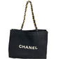CHANEL ロゴ CC ココマーク カバン トートバッグ 肩掛け Wチェーン チェーンバッグ ショルダーバッグ キャンバス レディース ブラック