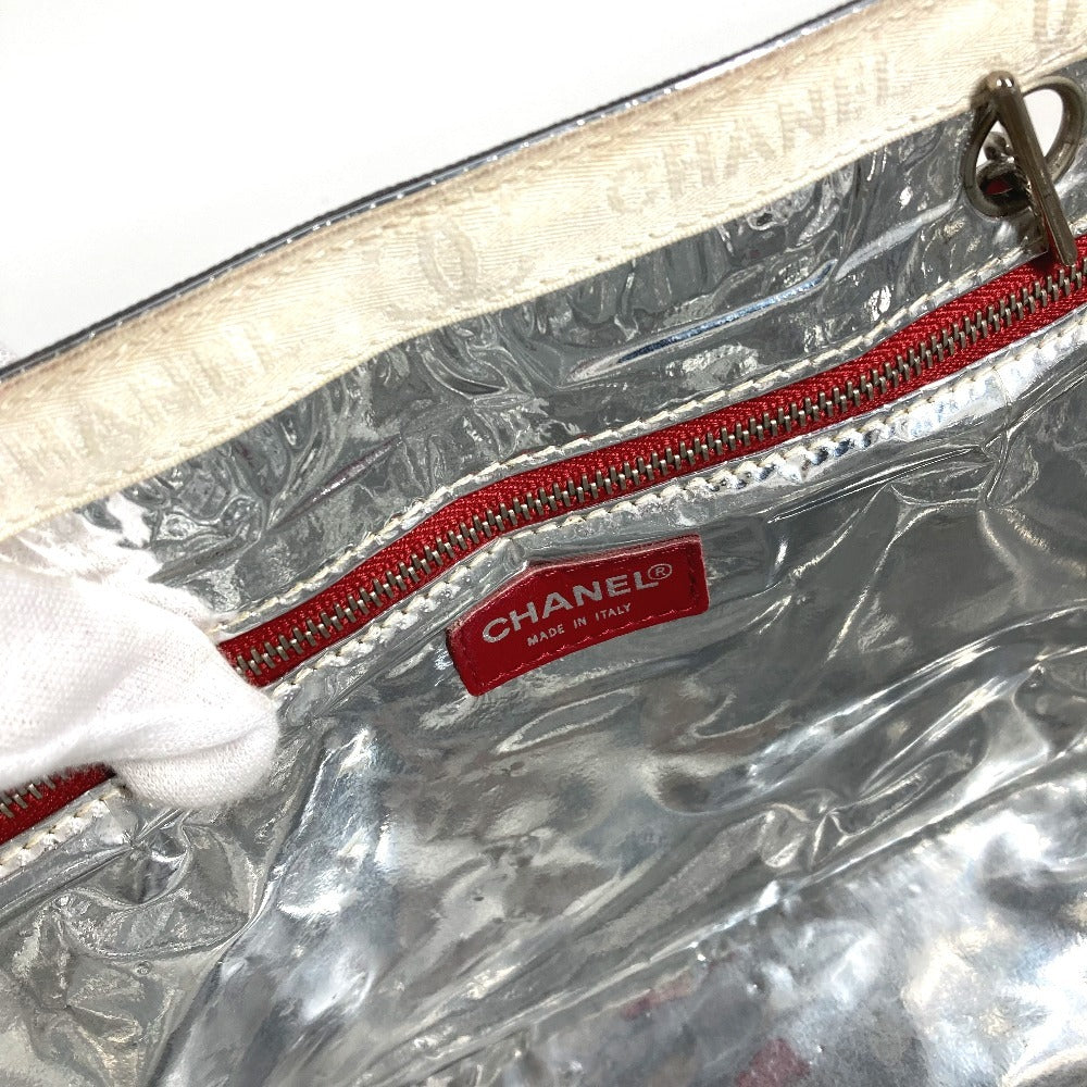 CHANEL NO5 ロゴ CC ココマーク カバン トートバッグ 肩掛け Wチェーン チェーンバッグ ショルダーバッグ レザー/キャンバス レディース ネイビー