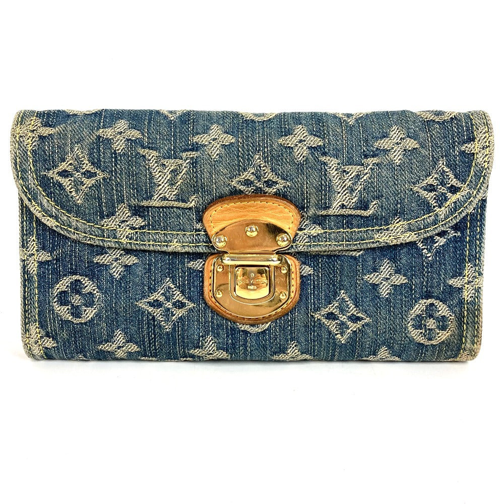 LOUIS VUITTON M95511 モノグラムデニム ポルト フォイユ アメリア ロングウォレット 3つ折り 長財布 モノグラムデニムキャンバス ユニセックス ブルー