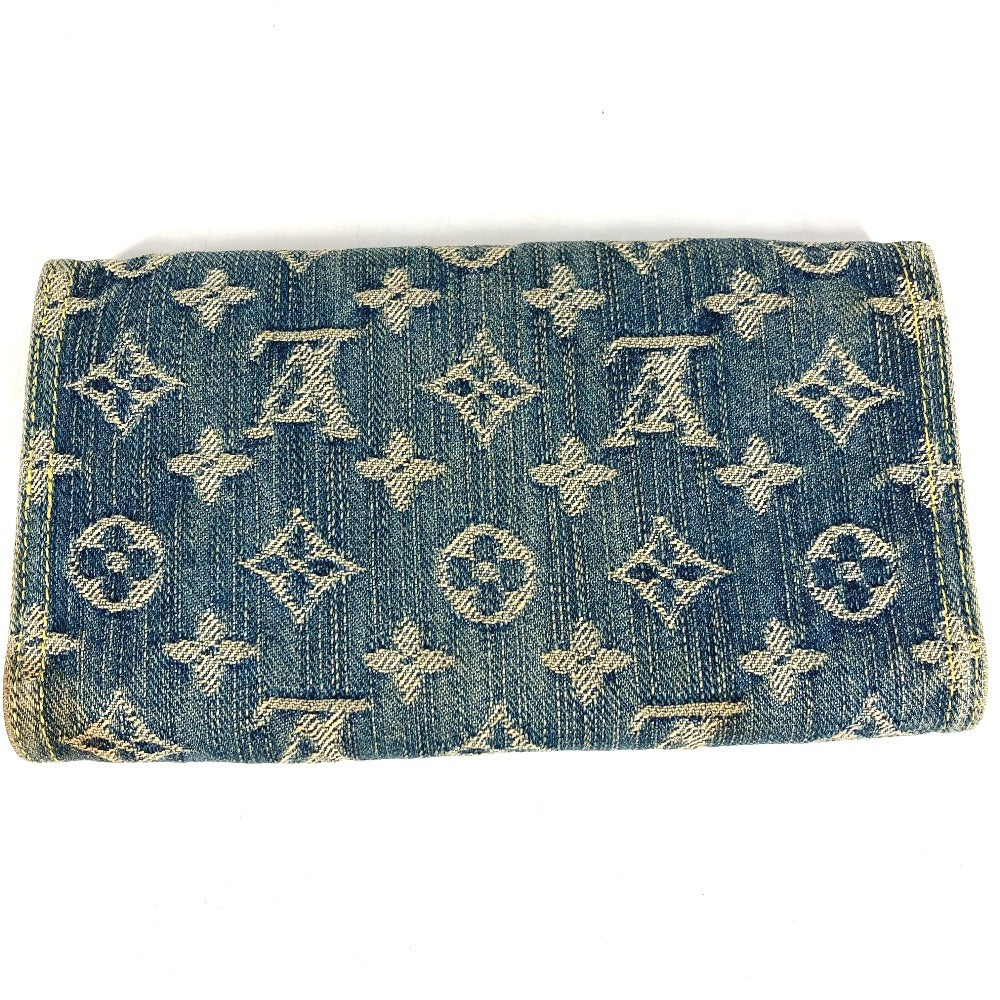 LOUIS VUITTON M95511 モノグラムデニム ポルト フォイユ アメリア ロングウォレット 3つ折り 長財布 モノグラムデニムキャンバス ユニセックス ブルー