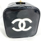 CHANEL ヴィンテージ CC ココマーク ロゴ キルティング マトラッセ ハート型ミラー カバン バニティバッグ ハンドバッグ パテントレザー レディース ブラック
