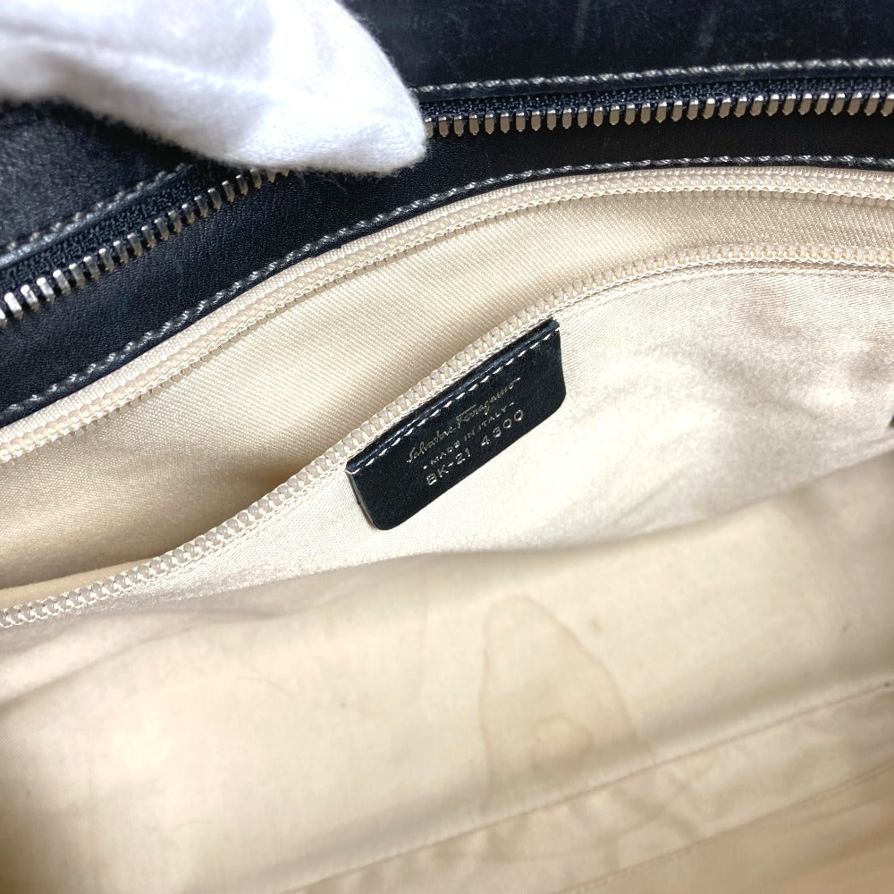 Salvatore Ferragamo ロゴ カバン トートバッグ 肩掛け ショルダーバッグ レザー ユニセックス ブラック