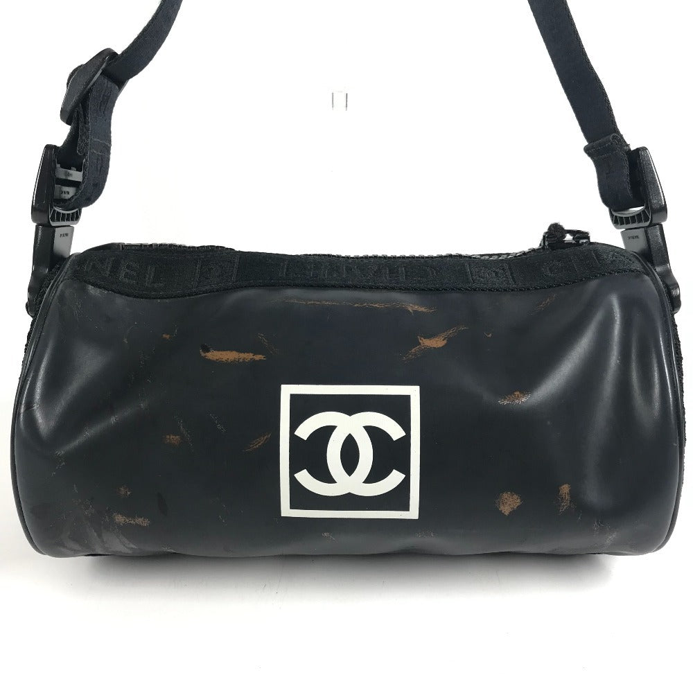CHANEL スポーツ CC ココマーク ロゴ 筒形 ショルダーバッグ ワンショルダー セミショルダー ミニバッグ ショルダーバッグ ナイロン ユニセックス ブラック