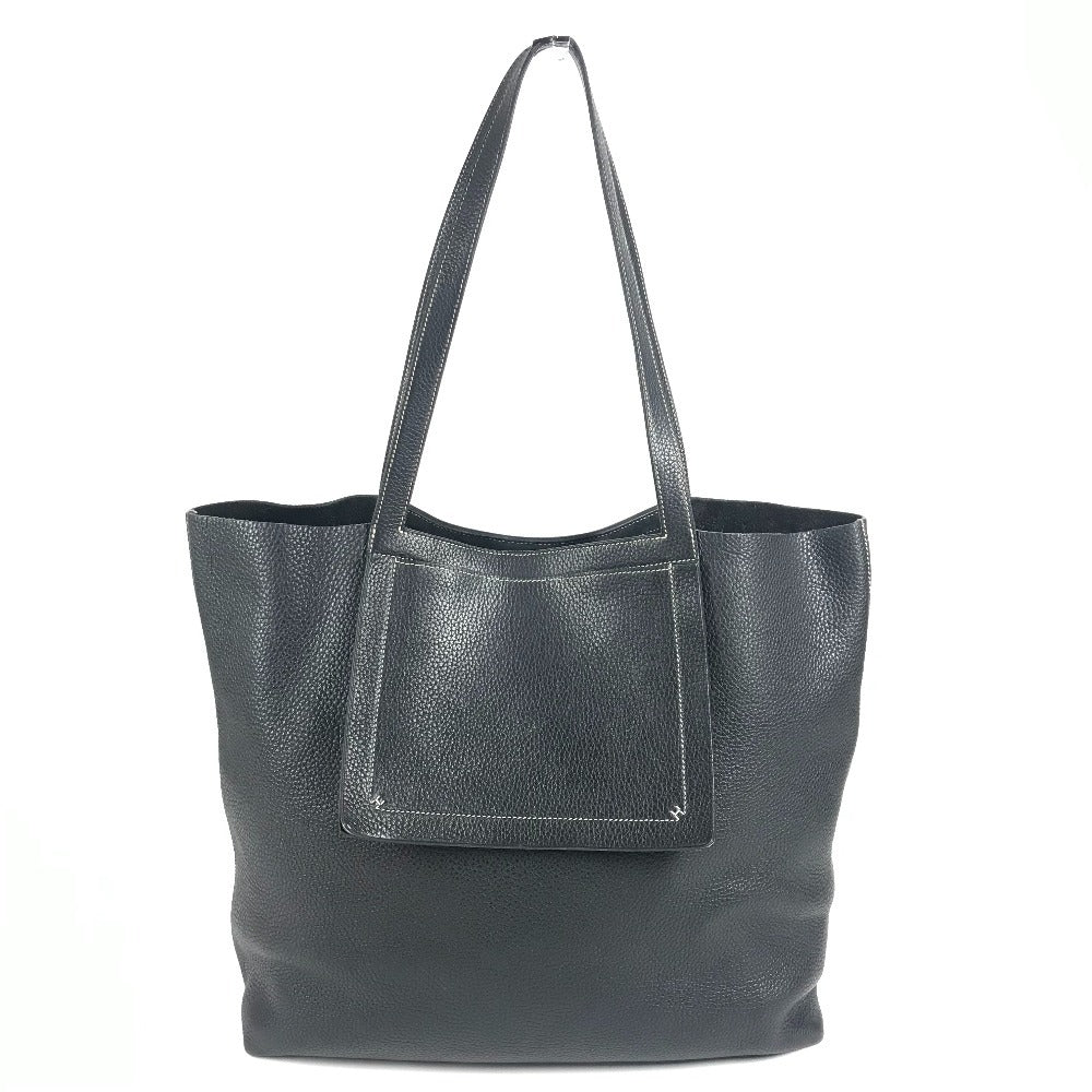 HERMES ステッチ カバセリエ46 カバセリエ 46 カバン トートバッグ 肩掛け ショルダーバッグ レザー ユニセックス ブラック