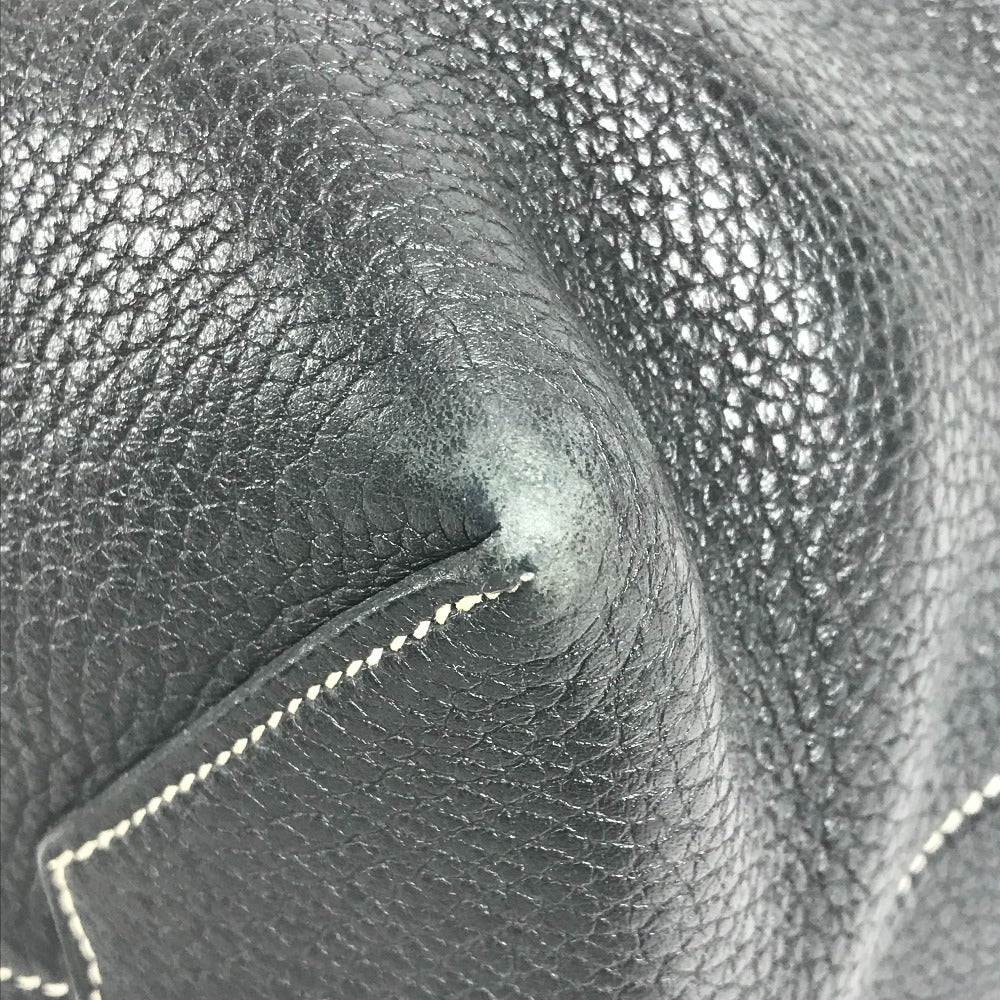 HERMES ステッチ カバセリエ46 カバセリエ 46 カバン トートバッグ 肩掛け ショルダーバッグ レザー ユニセックス ブラック