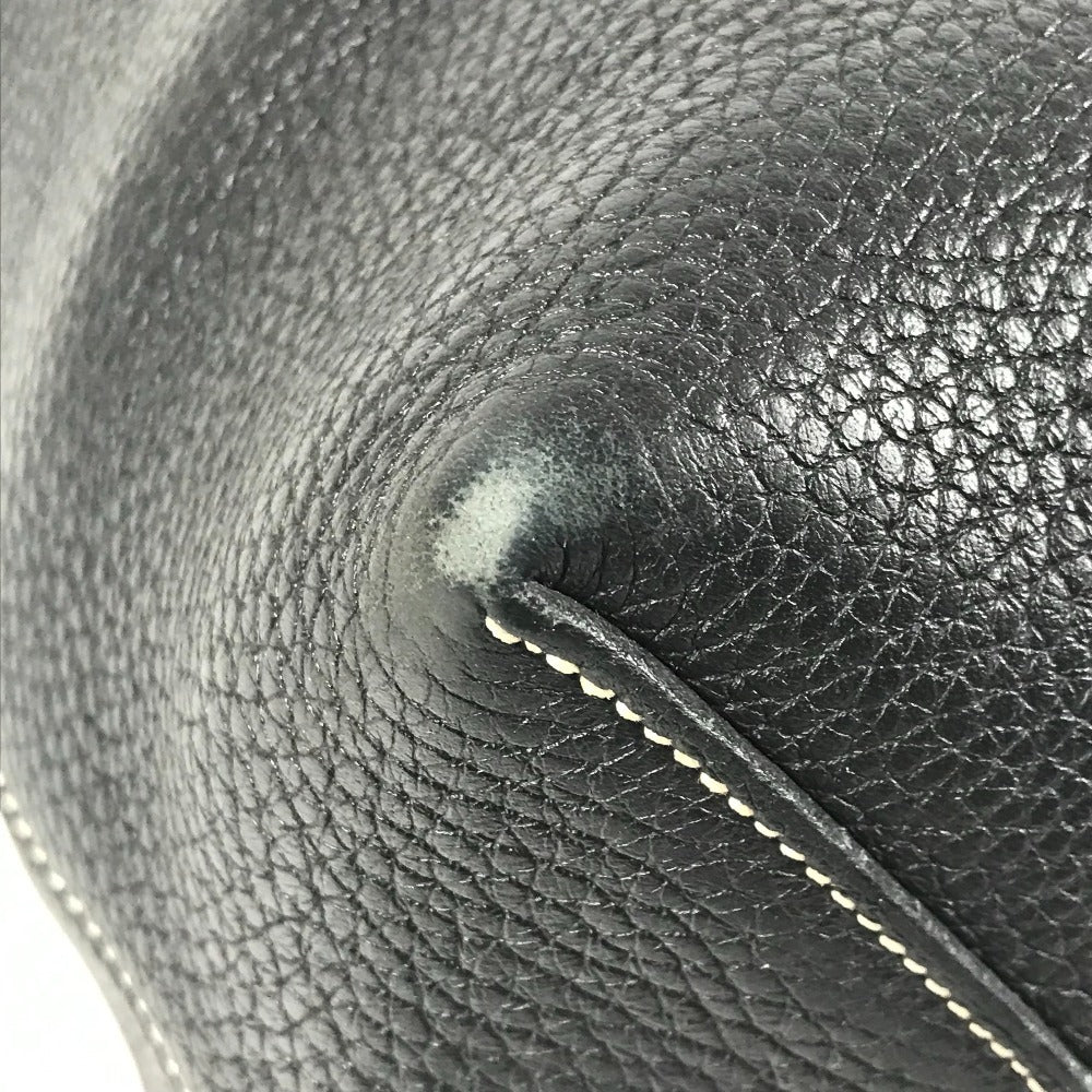 HERMES ステッチ カバセリエ46 カバセリエ 46 カバン トートバッグ 肩掛け ショルダーバッグ レザー ユニセックス ブラック