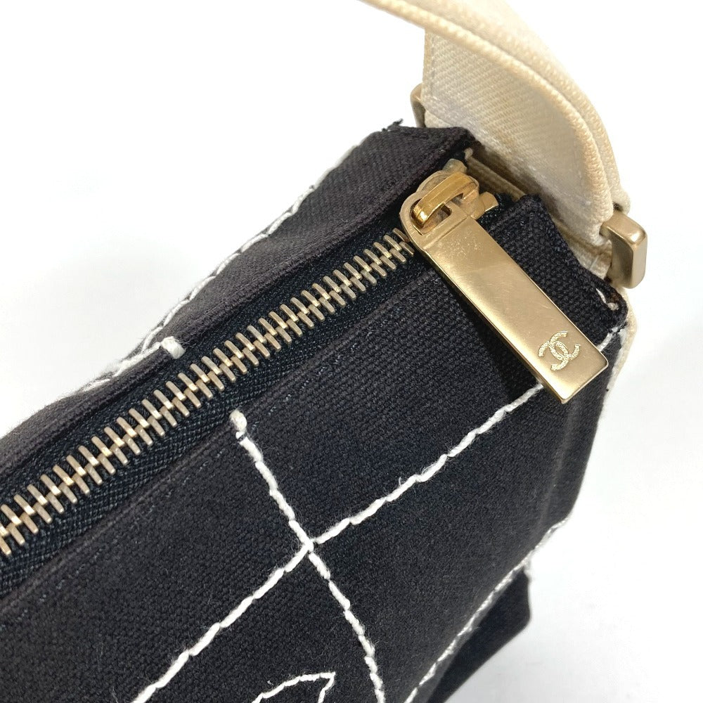 CHANEL チョコバー CC ココマーク ロゴ カバン 肩掛け ハンドバッグ バイカラー ショルダーバッグ キャンバス ユニセックス ブラック
