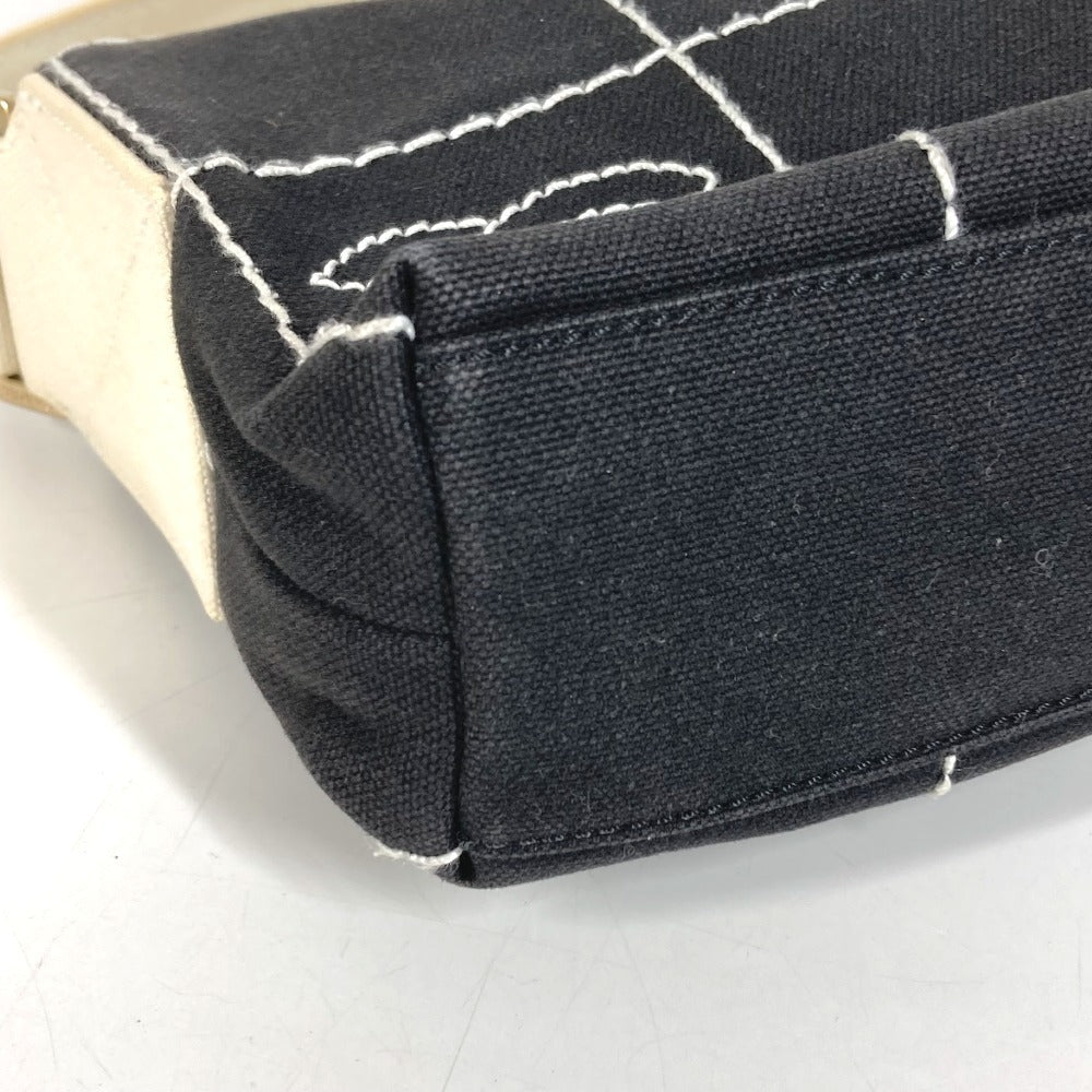 CHANEL チョコバー CC ココマーク ロゴ カバン 肩掛け ハンドバッグ バイカラー ショルダーバッグ キャンバス ユニセックス ブラック