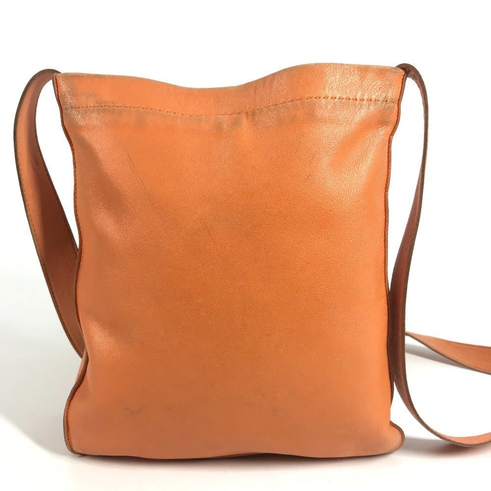 HERMES パンチングロゴ クルードセル ポシェット カバン 肩掛け ショルダーバッグ レザー ユニセックス オレンジ