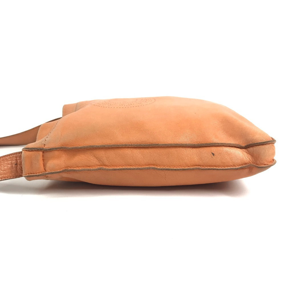 HERMES パンチングロゴ クルードセル ポシェット カバン 肩掛け ショルダーバッグ レザー ユニセックス オレンジ