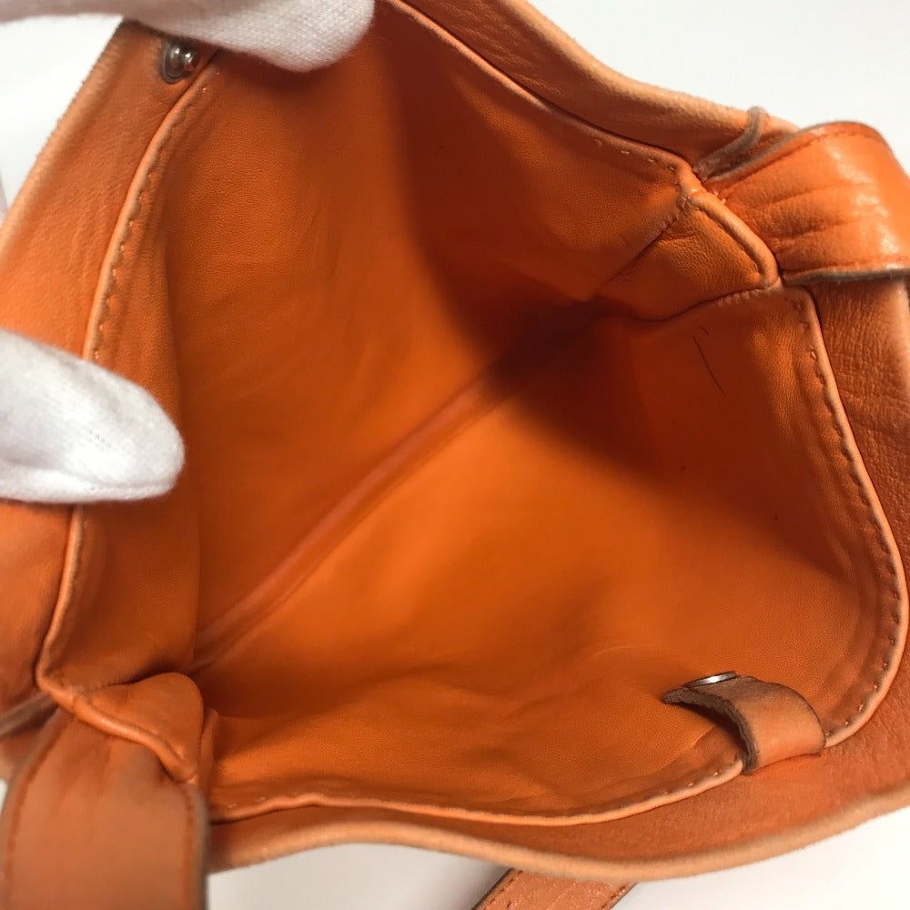 HERMES パンチングロゴ クルードセル ポシェット カバン 肩掛け ショルダーバッグ レザー ユニセックス オレンジ