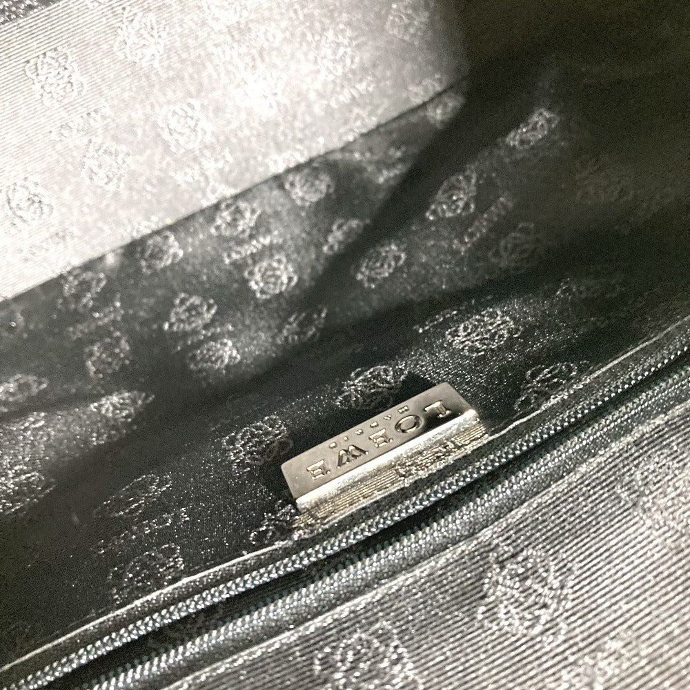 LOEWE ヴィンテージ 総柄 ロゴ カバン トートバッグ ハンドバッグ レザー/キャンバス レディース ブラック