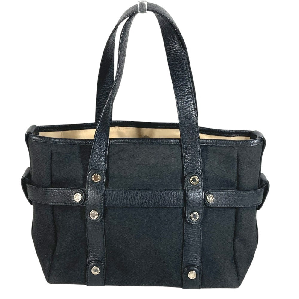 BVLGARI ロゴ トートバッグ カバン ハンドバッグ レザー/キャンバス ユニセックス ブラック
