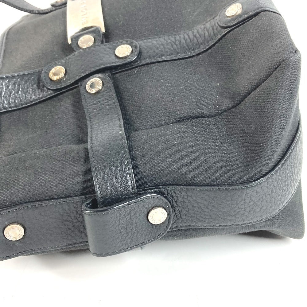 BVLGARI ロゴ トートバッグ カバン ハンドバッグ レザー/キャンバス ユニセックス ブラック