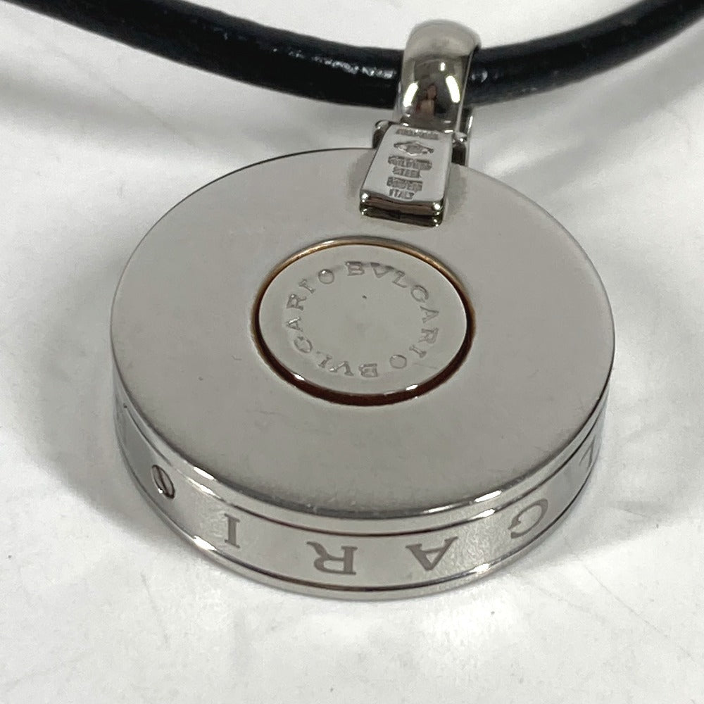 BVLGARI ジュエリー 金 K18 18K アレグラオプティカル ネックレス アクセサリー チョーカー 革紐 ネックレス WG750 ユニセックス ブラック