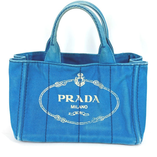 PRADA カナパ ロゴ MINI ミニ トートバッグ カバン ハンドバッグ キャンバス ユニセックス ブルー