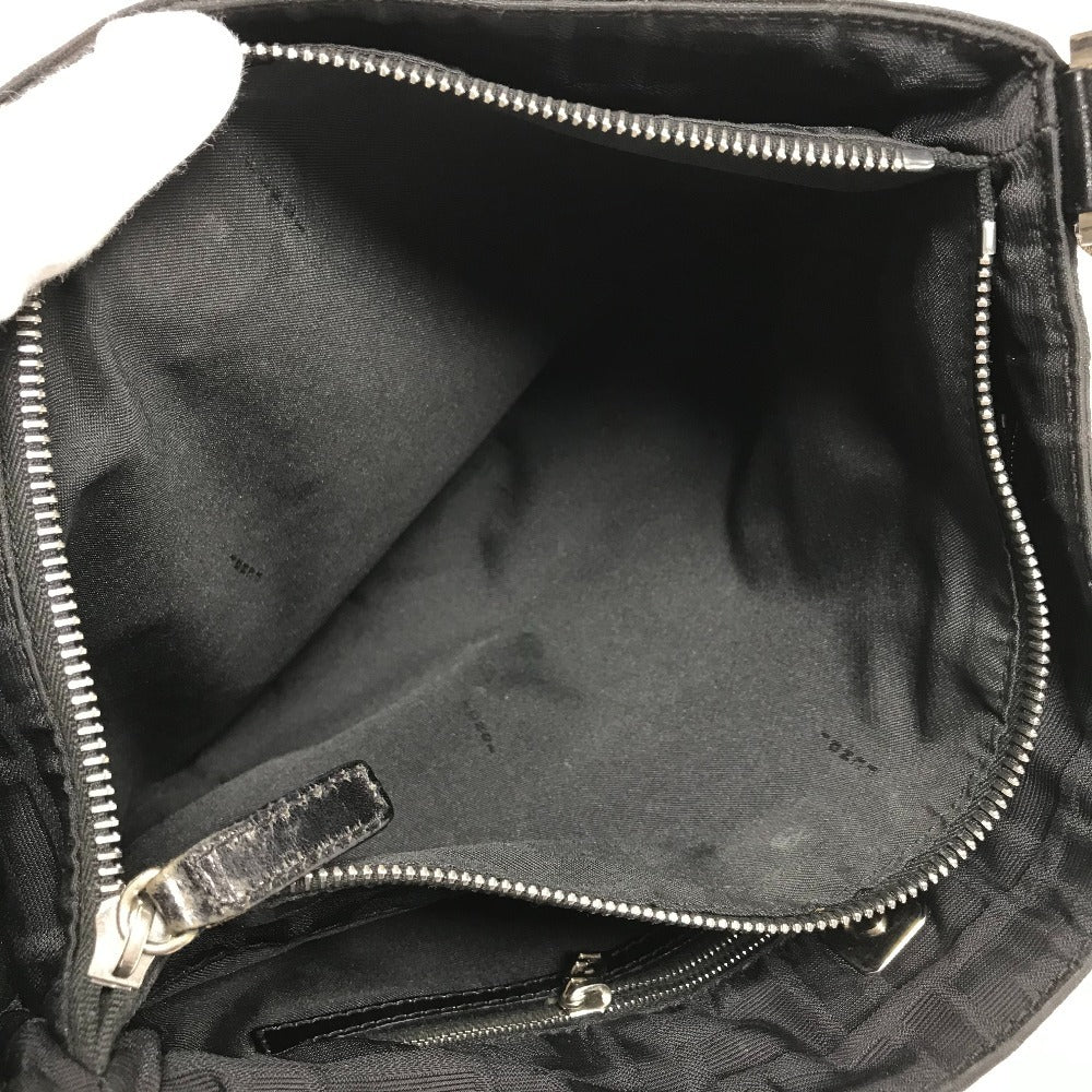 FENDI ズッカ ロゴ 肩掛け カバン ショルダーバッグ レザー/ナイロン レディース ブラック