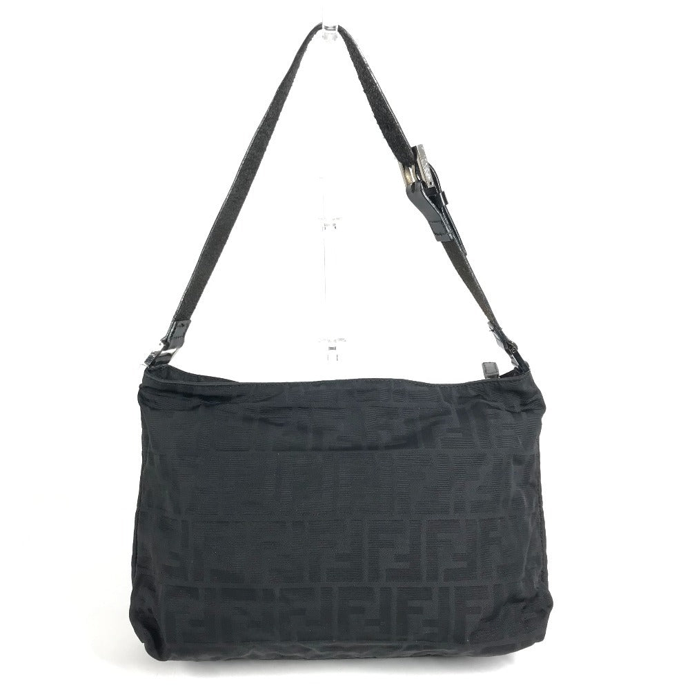 FENDI ズッカ ロゴ 肩掛け カバン ショルダーバッグ レザー/ナイロン レディース ブラック