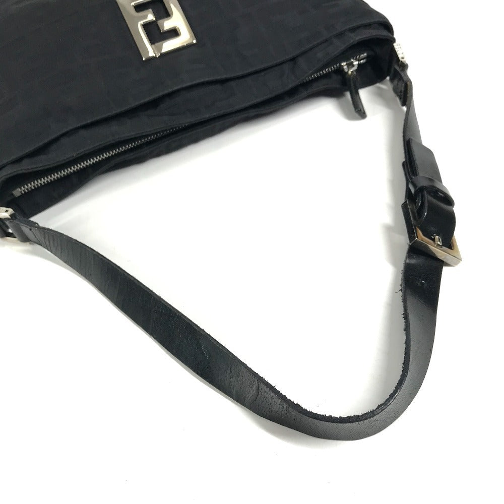 FENDI ズッカ ロゴ 肩掛け カバン ショルダーバッグ レザー/ナイロン レディース ブラック