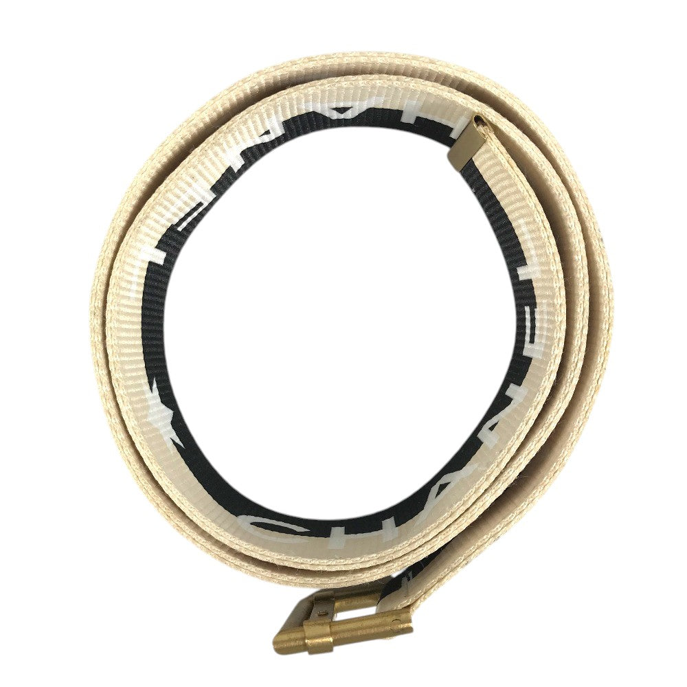 CHANEL 01S CC ココマーク ロゴ プリントバイカラーベルト ローラーバックル バイカラー ベルト キャンバス/レザー レディース ブラック系