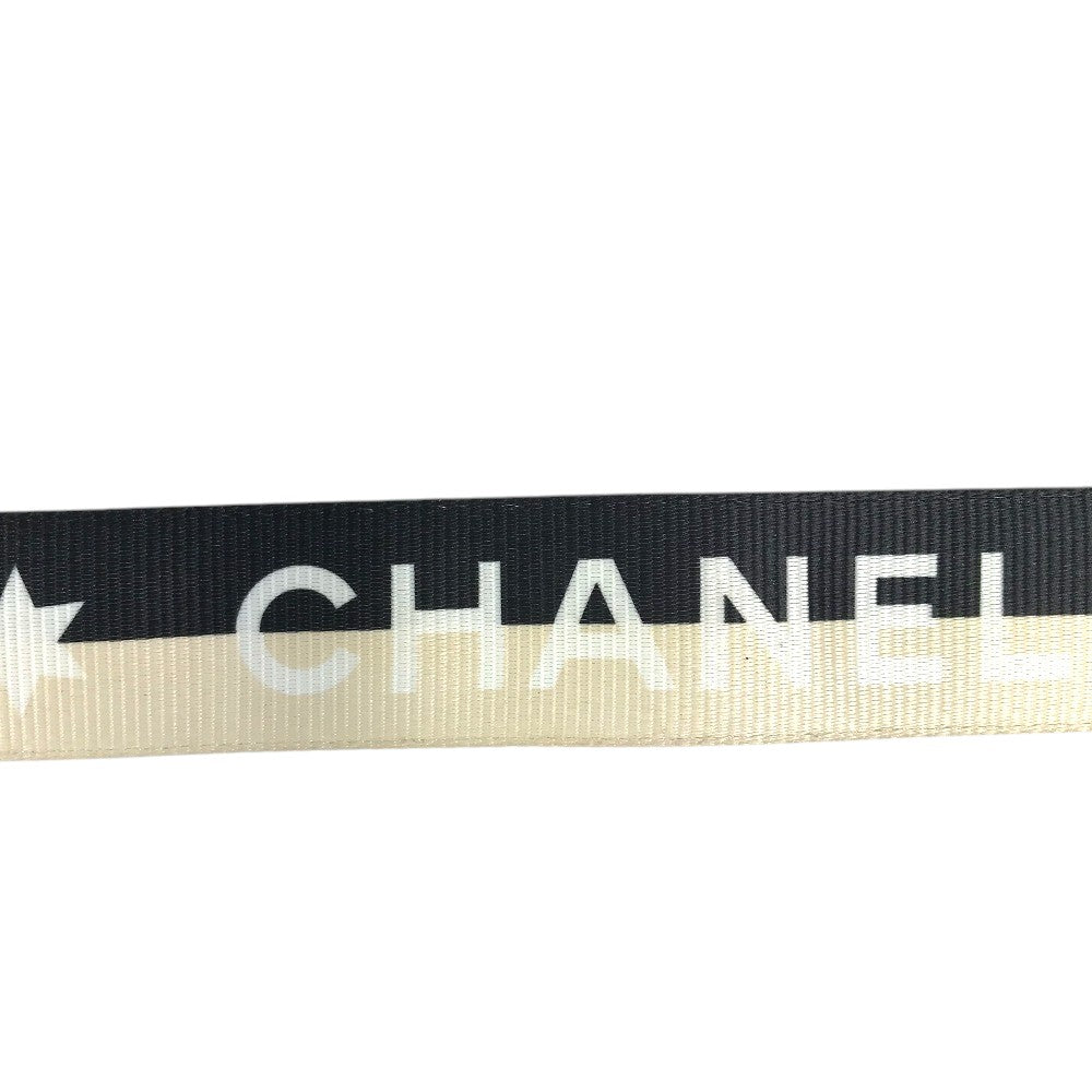 CHANEL 01S CC ココマーク ロゴ プリントバイカラーベルト ローラーバックル バイカラー ベルト キャンバス/レザー レディース ブラック系