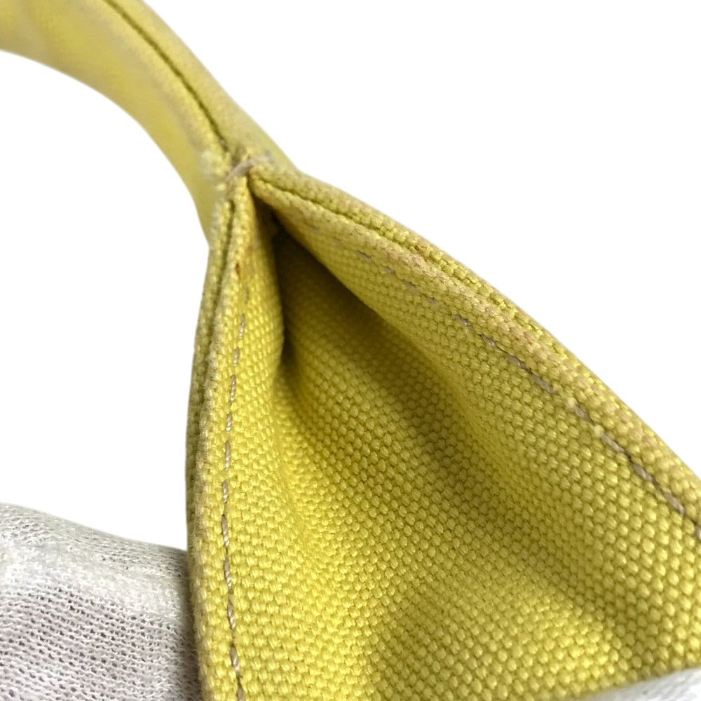PRADA Canapa logo Tote Bag Hand Bag Canvas yellow Used