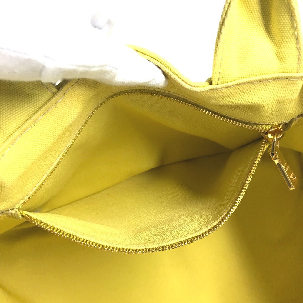 PRADA Canapa logo Tote Bag Hand Bag Canvas yellow Used