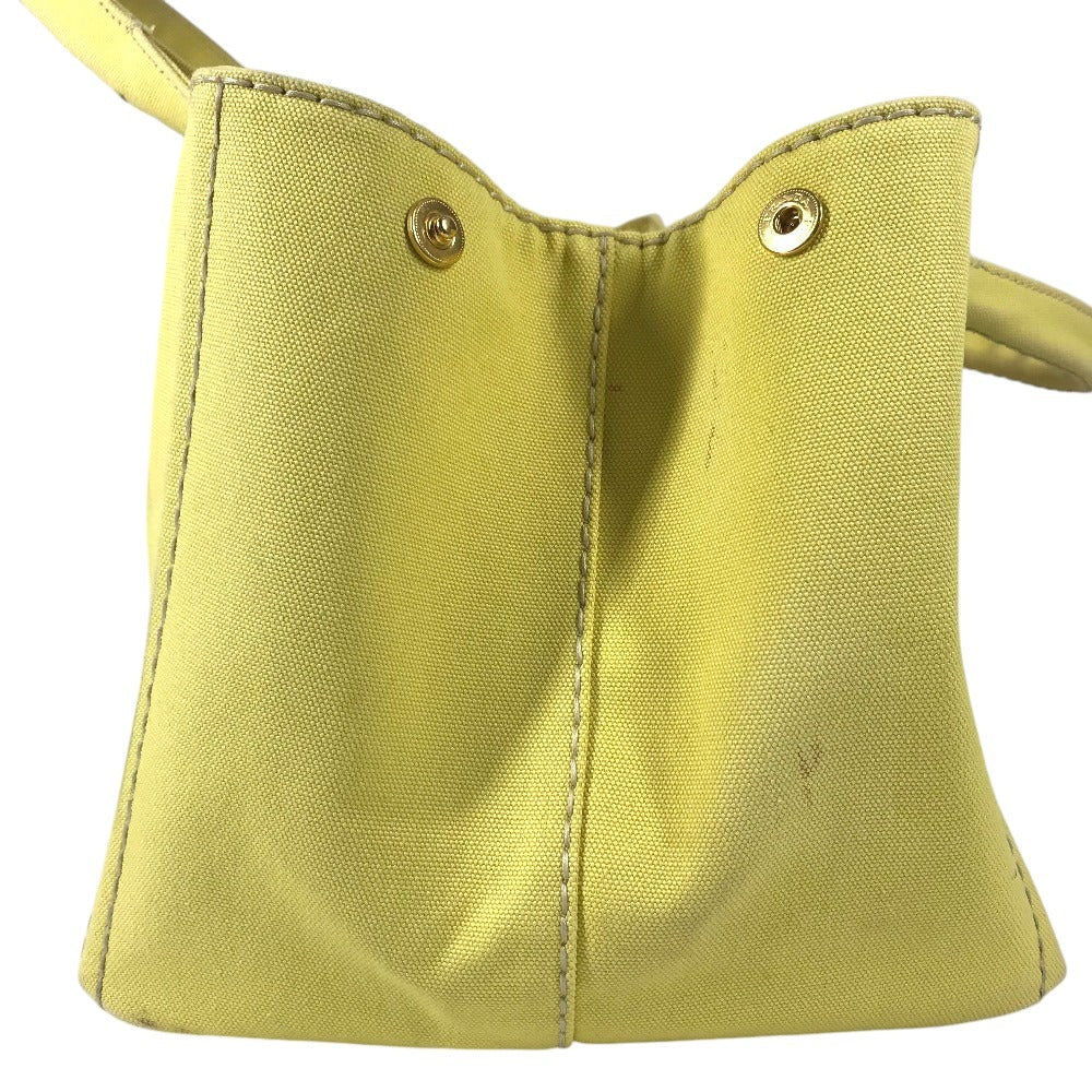 PRADA Canapa logo Tote Bag Hand Bag Canvas yellow Used