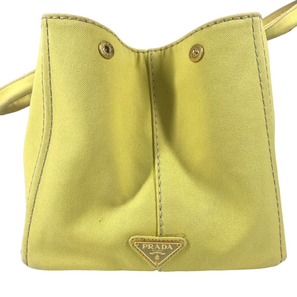 PRADA Canapa logo Tote Bag Hand Bag Canvas yellow Used