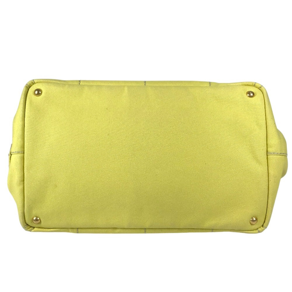PRADA Canapa logo Tote Bag Hand Bag Canvas yellow Used