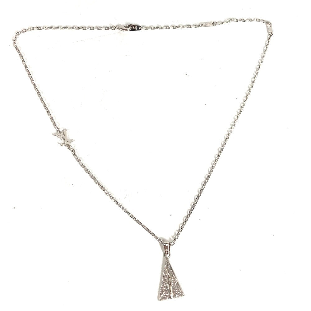 LOUIS VUITTON M01034 ラインストーン ペンダント LV ペイパープレーン アクセサリー ジュエリー チェーン ネックレス メタル ユニセックス シルバー