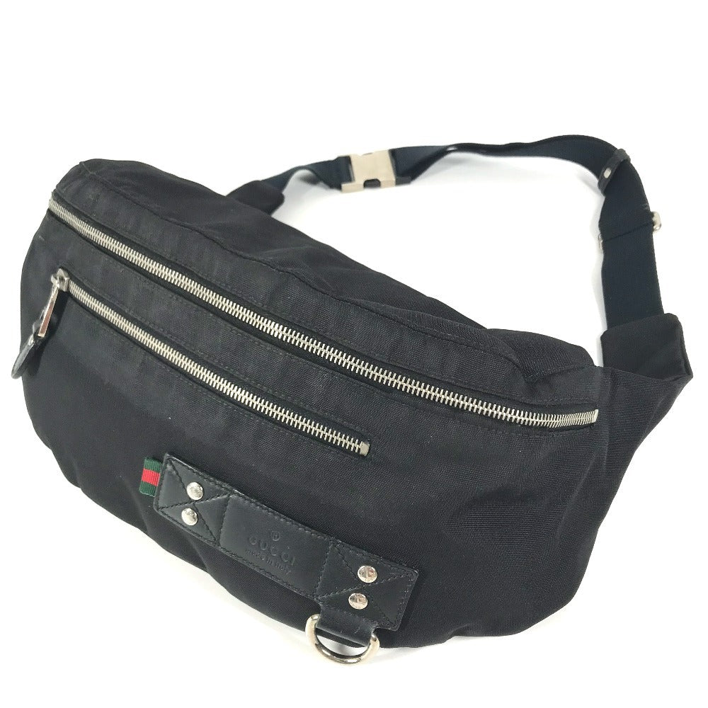 GUCCI 246409 logo sherry line Belt bag, waist pouch, bag, body bag body bag Nylon Black Used