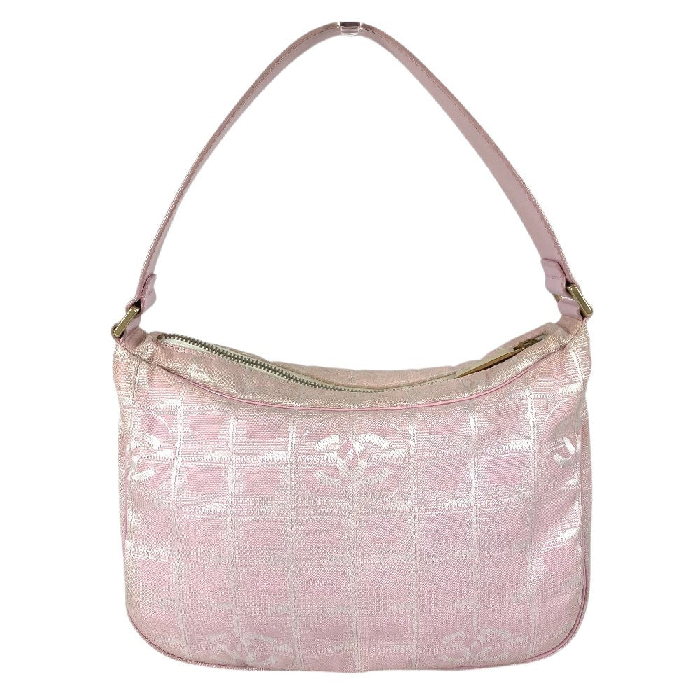 CHANEL ニュートラベルライン CC ココマーク ロゴ カバン 肩掛け ショルダーバッグ ハンドバッグ ナイロン レディース ピンク