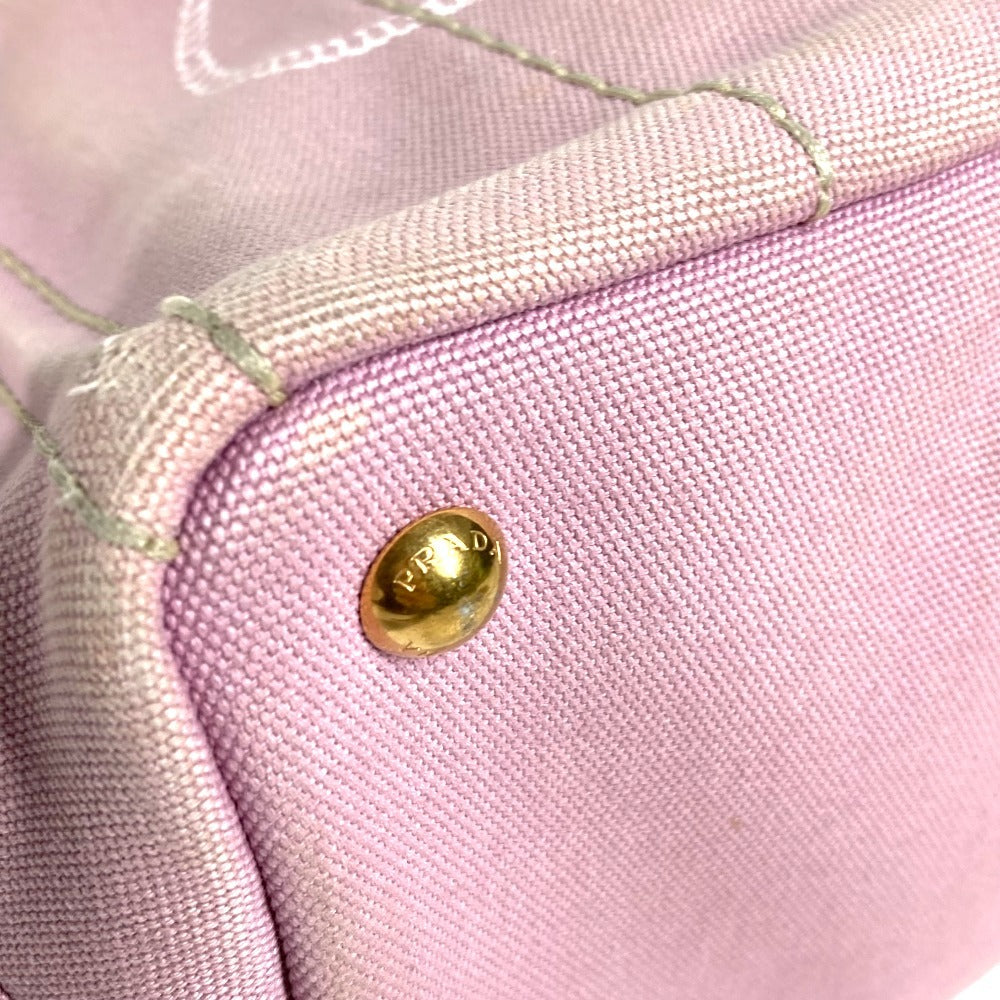 PRADA カナパ ロゴ MINI ミニ トートバッグ カバン 2WAYバッグ ショルダーバッグ ハンドバッグ キャンバス ユニセックス ピンク。