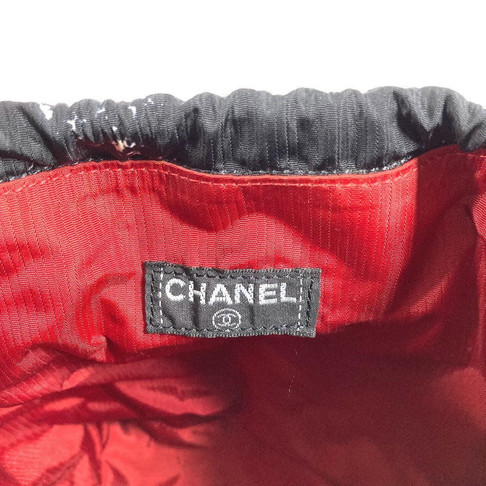 CHANEL 旧トラベルライン 巾着 マルチポーチ メイクポーチ 化粧ポーチ ポーチ ナイロン ユニセックス ブラック