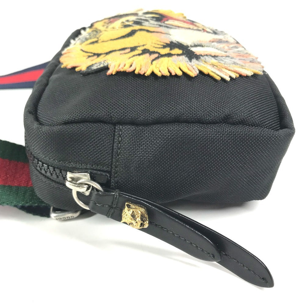 GUCCI 523323 Sherry line Taiga head Belt bag, handbag, waist pouch body bag Nylon Black Used
