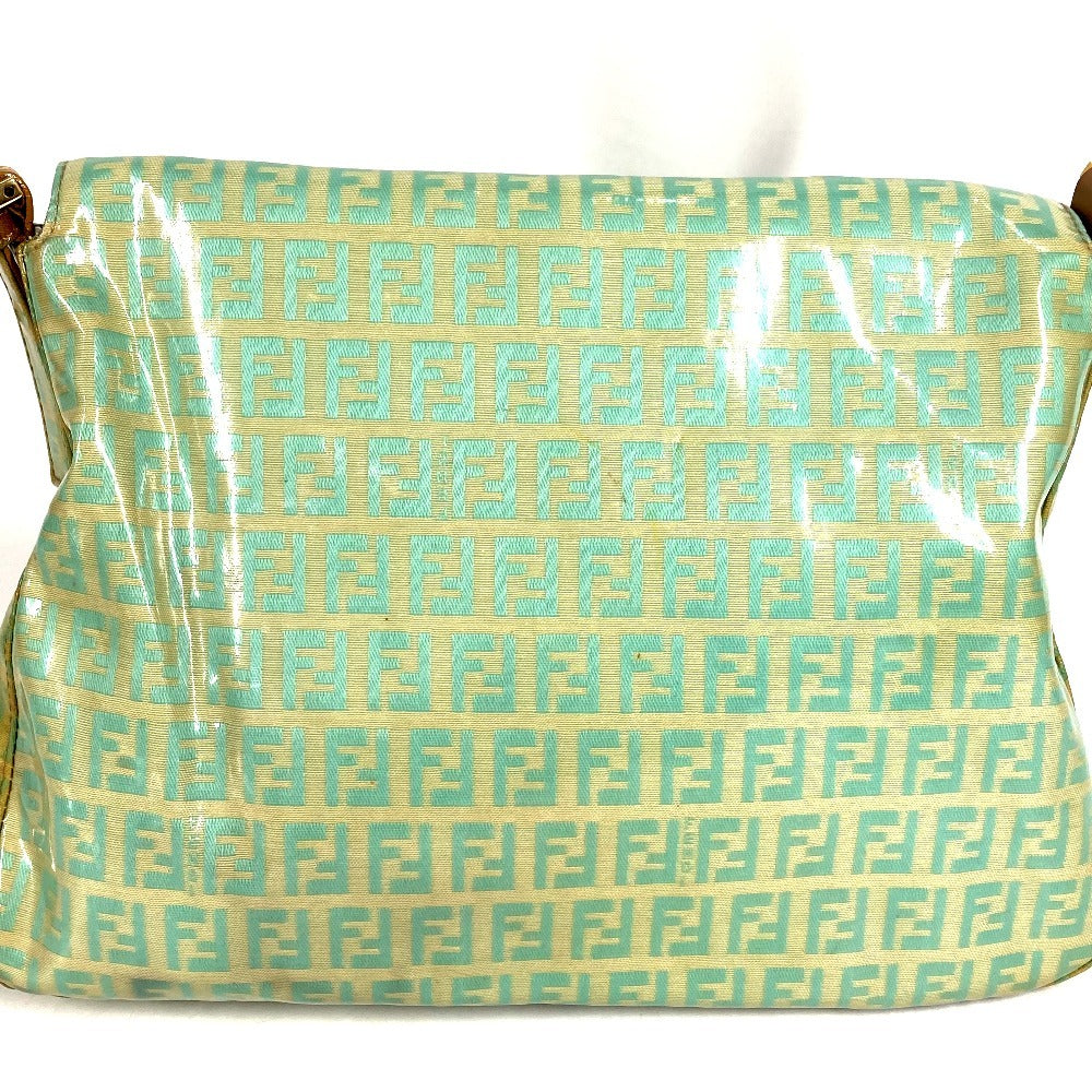 FENDI マンマバケット ズッキーノ ロゴ カバン 肩掛け フラップ ハンドバッグ ショルダーバッグ コーティングキャンバス レディース グリーン