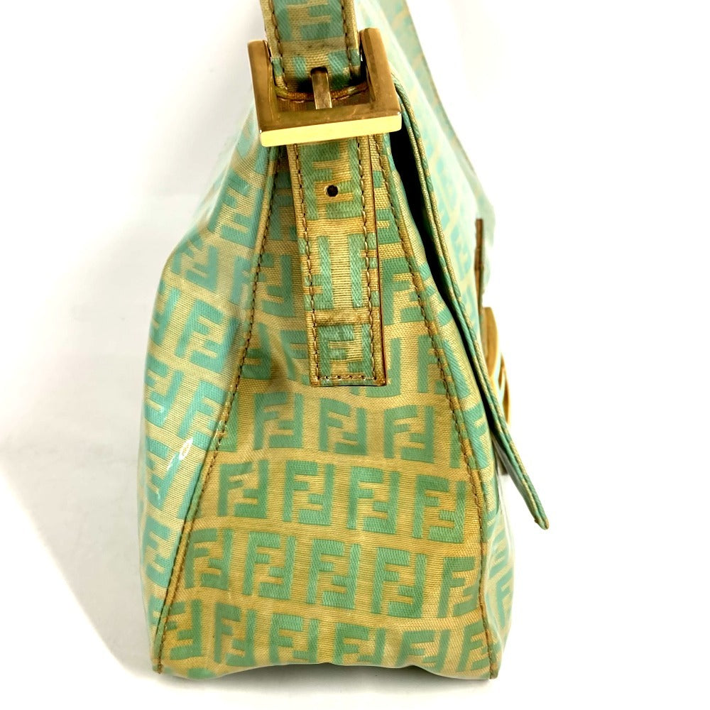 FENDI マンマバケット ズッキーノ ロゴ カバン 肩掛け フラップ ハンドバッグ ショルダーバッグ コーティングキャンバス レディース グリーン