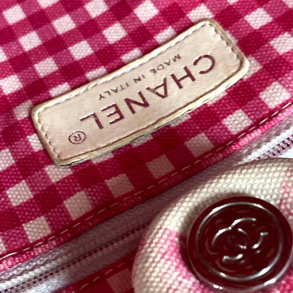 CHANEL クルーズライン CC ココマーク ロゴ ギンガムチェック カバン トートバッグ ハンドバッグ キャンバス レディース ピンク