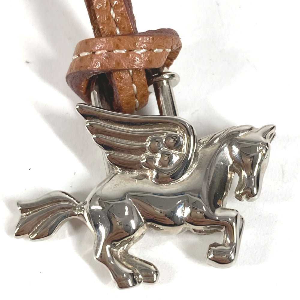 HERMES ペガサス 1993年限定 ネックレス チョーカー 革紐 レザー カデナ メタル ユニセックス シルバー