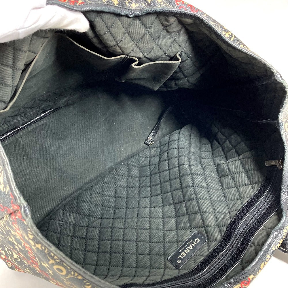 CHANEL 総柄 ココマーク ロゴ ココトラベル GM ココトラベルGM ラージ ショルダーバッグ 肩掛け カバン ポーチ付き トートバッグ PVC/レザー レディース ブラック