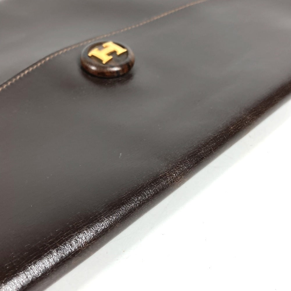 HERMES Hロゴ ヴィンテージ ポシェットリオ ポシェットリオ クラッチバッグ カバン ポーチ セカンドバッグ レザー レディース ブラウン