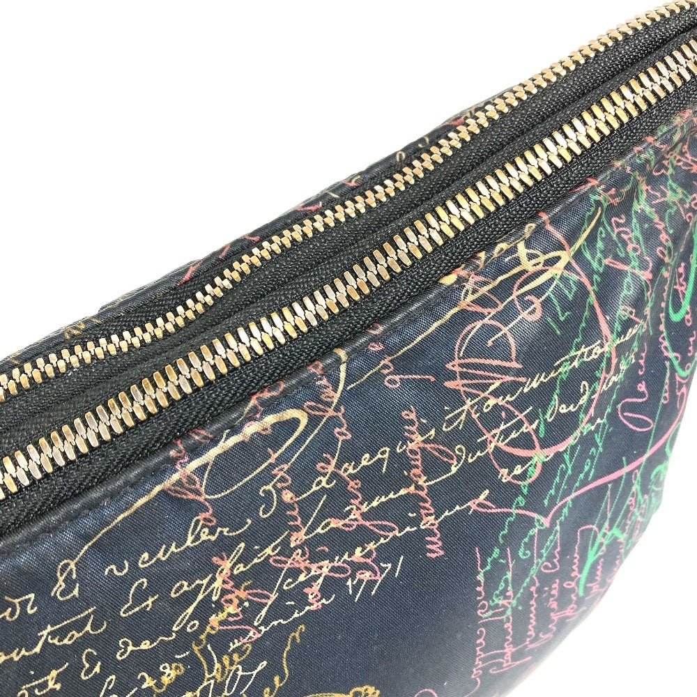 Berluti Wジップ ダブルファスナー エスプリットカリグラフィ カバン ポーチ セカンドバッグ クラッチバッグ ナイロン ユニセックス ブラック