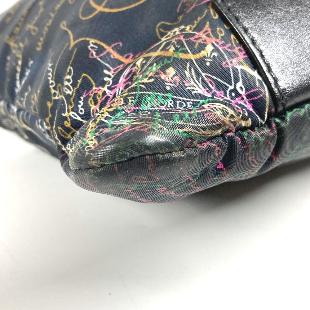 Berluti Wジップ ダブルファスナー エスプリットカリグラフィ カバン ポーチ セカンドバッグ クラッチバッグ ナイロン ユニセックス ブラック
